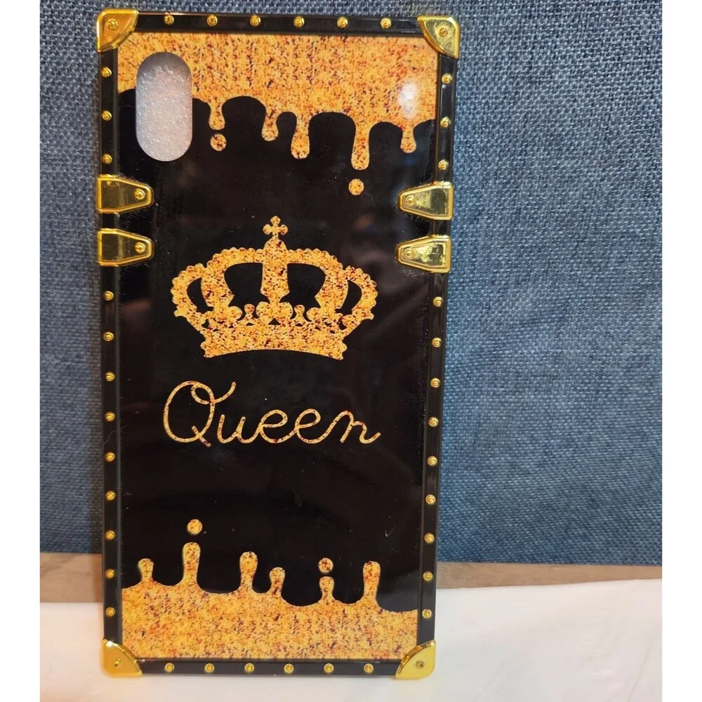 Boutique Samsung Galaxy Queen Crown Gold Square Case Shockproof